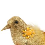 Zestaw 3 Ptaków na Klipsach w Kolorze Czerwono-Złotym do Dekoracji Świątecznych - obrazek 3