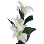 Biała Dekoracyjna Gałązka z Trzema Liliami - Naturalnie Wyglądająca, Wysokość 60 cm - obrazek 2