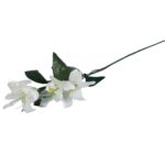 Biała Dekoracyjna Gałązka z Trzema Liliami - Naturalnie Wyglądająca, Wysokość 60 cm - obrazek 3