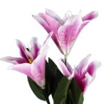 Fioletowa Dekoracyjna Gałązka z 3 Kwiatami Lilii (60 cm) - obrazek 2