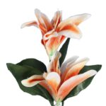 Gałązka Dekoracyjna z Trzema Pomarańczowymi Liliami - Realistyczna Imitacja Wysokość 60 cm - obrazek 2