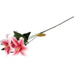 Dekoracyjna gałązka z trzema różowymi liliami o naturalnym wyglądzie, 60 cm - obrazek 3