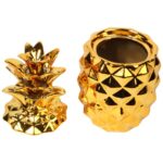 Ceramiczna duża szkatułka ananas w kolorze złotym - obrazek 2