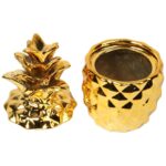 Ceramiczna mała szkatułka ananas w kolorze złotym - obrazek 2