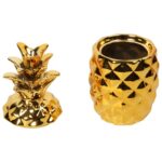 Ceramiczna średnia szkatułka ananas w kolorze złotym - obrazek 2