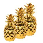 Ceramiczna średnia szkatułka ananas w kolorze złotym - obrazek 3