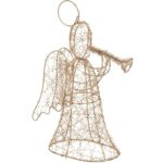 ANIOŁ Z TRĄBKĄ 20 CM METALOPLASTYKA ZŁOCONA - obrazek 2