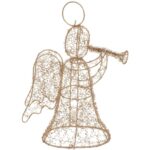 ANIOŁ Z TRĄBKĄ 20 CM METALOPLASTYKA ZŁOCONA