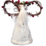 Uśmiechnięty Anioł Świąteczny z Jarzębiny i Sizalu 22 cm - obrazek 3