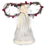 Uśmiechnięty Anioł Świąteczny z Jarzębiny i Sizalu 22 cm