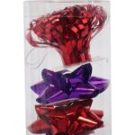 Zestaw do pakowania prezentów: rozetki + wstążka cekinowa  kolor czerwono fioletowy - obrazek 2