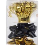 Zestaw do pakowania prezentów: rozetki + wstążka kolor złoto czarny - obrazek 2