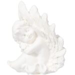 Dekoracyjny Anioł Cmentarny z Polirezyny, Biały, 10 cm