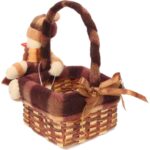 KWADRATOWY KOSZYK ŚWIĄTECZNY Z PLUSZOWYM BAŁWANKIEM 16x17x11 CM, KOLOR BRĄZOWY - obrazek 2