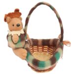 Owalny Koszyczek Świąteczny z Pluszowym Reniferem 24 cm - Kolor Brązowo-Zielony - obrazek 2