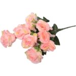 Bukiet 8 róż z dodatkiem bukszpanu w kolorze jasny róż - obrazek 3