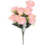 Bukiet 8 róż z dodatkiem bukszpanu w kolorze jasny róż