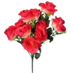 Bukiet 8 róż z dodatkiem bukszpanu w kolorze ciemny róż - obrazek 2