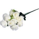 Bukiet 11 róż z bukszpanem 54 cm BIAŁY - obrazek 3