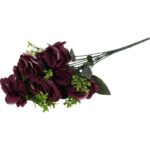 Bukiet 11 róż z bukszpanem 54 cm BORDOWY - obrazek 3