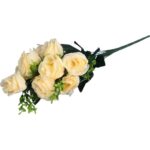 Bukiet  11 róż z bukszpanem 54 cm KREMOWY - obrazek 3