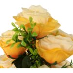 Bukiet 11 róż z bukszpanem 54 cm ŻÓŁTY - obrazek 2