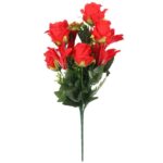 Bukiet 12 kwiatów mix róża z lilią kolor CZERWONY