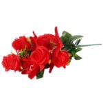 Bukiet 12 kwiatów mix róża z lilią kolor CZERWONY - obrazek 3