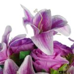 Bukiet 12 kwiatów mix róża z lilią kolor FIOLETOWY - obrazek 2