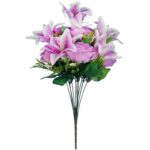 Bukiet 12 kwiatów mix róża z lilią kolor FIOLETOWY