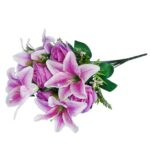 Bukiet 12 kwiatów mix róża z lilią kolor FIOLETOWY - obrazek 3