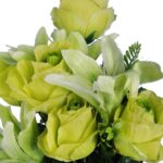 Bukiet 12 kwiatów mix róża z lilią kolor ZIELONY - obrazek 2