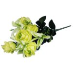 Bukiet 12 kwiatów mix róża z lilią kolor ZIELONY - obrazek 3