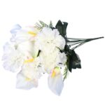 Bukiet sztucznych kwiatów mix 12 goździków z callą w kolorze białym - obrazek 2