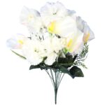 Bukiet sztucznych kwiatów mix 12 goździków z callą w kolorze białym