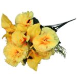 Bukiet sztucznych kwiatów mix 12 goździków z callą w kolorze żółtym - obrazek 2