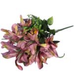 BUKIET 9 JESIENNYCH LILII Z PĄKAMI CIEMNY RÓŻ - obrazek 2