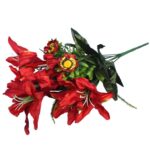 Bukiet 9 Sztucznych Czerwonych Lilii - Jesienna Dekoracja o Wysokości 56 cm - obrazek 2