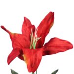 Bukiet 9 Sztucznych Czerwonych Lilii - Jesienna Dekoracja o Wysokości 56 cm - obrazek 3