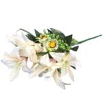 9 Sztucznych Lilii w Kolorze Kremowym - Jesienny Bukiet Dekoracyjny 56 cm - obrazek 2