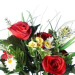 BUKIET SZTUCZNYCH RÓŻ I BRATKÓW W KOLORZE CZERWONYM 46 CM - obrazek 2