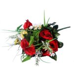 BUKIET SZTUCZNYCH RÓŻ I BRATKÓW W KOLORZE CZERWONYM 46 CM - obrazek 3