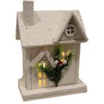 DREWNIANY DOMEK DEKORACJA OZDOBA ŚWIĄTECZNA LED