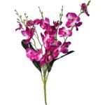 Storczyki Fioletowe w Bukiecie - 5 Sztuk, Dekoracyjne, 36cm