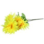 Bułiet Sztucznych Chryzantem w Kolorze Żółtym, 5 Sztuk, 58 cm - obrazek 2