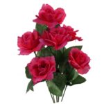 Różowy Bukiet Sztucznych Róż 38cm, 6 Sztuk - Dekoracja do Kompozycji Florystycznych - obrazek 3