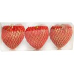 Zestaw 3 Pomarańczowych Zawieszek Świątecznych w Kształcie Serc - obrazek 2