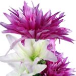 BUKIET 7 KWIATÓW MIX LILIA I ASTRY 70 CM KOLOR FIOLETOWO BIAŁY - obrazek 2