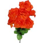 Pomarańczowy Bukiet 7 Realistycznych Róż o Wysokości 44cm - obrazek 2