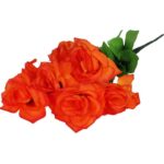 Pomarańczowy Bukiet 7 Realistycznych Róż o Wysokości 44cm - obrazek 3